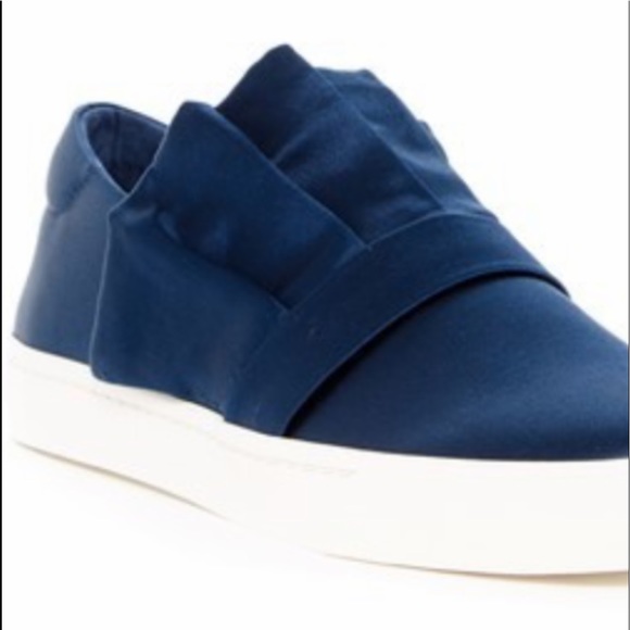 Blue satin style ruffle slip on - Picture 2 of 3